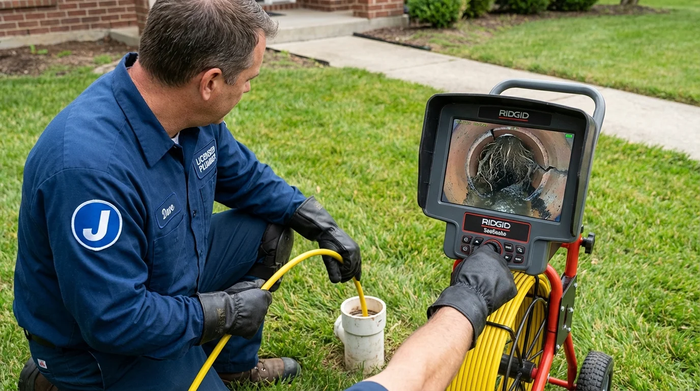 Sewer camera inspection being performed by Johns Plumbing LLC in Tarkio
